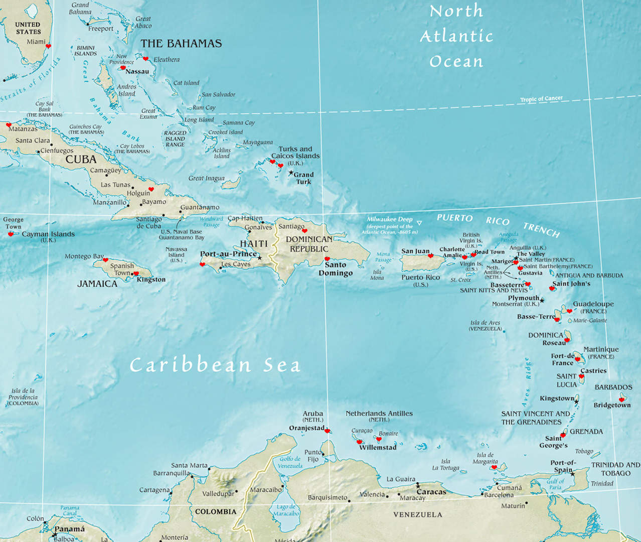 My-Travel-Map---the-Caribbean