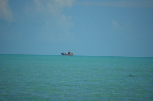 Ship off shore, Long Bay Beach, Providenciales