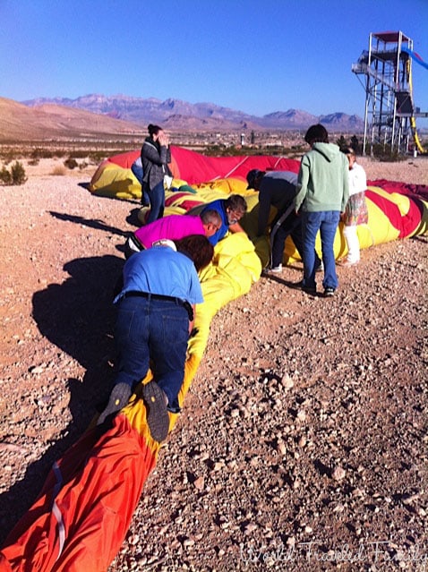 folding the balloon up - Vegas Balloon Ride