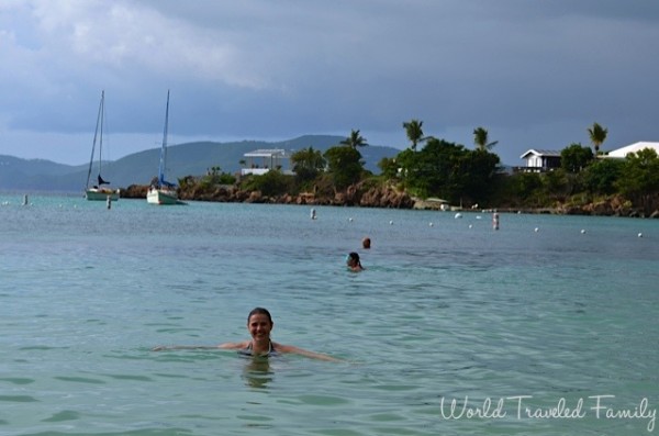 St. Thomas Kon Tiki Boat Tour - me swimming at the beach on water island