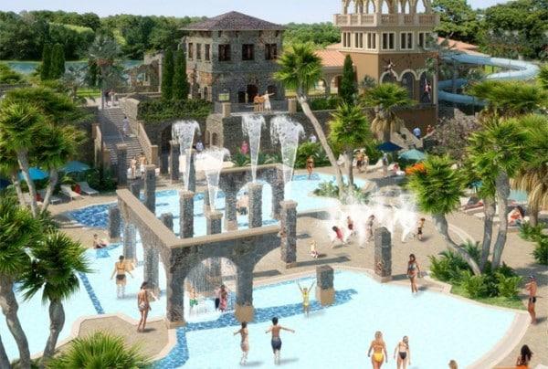 Artist's rendering of Explorer Island, a pool area at the Four Seasons Resort Orlando