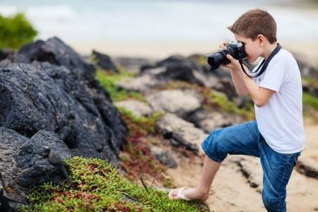 boy photographing vacation