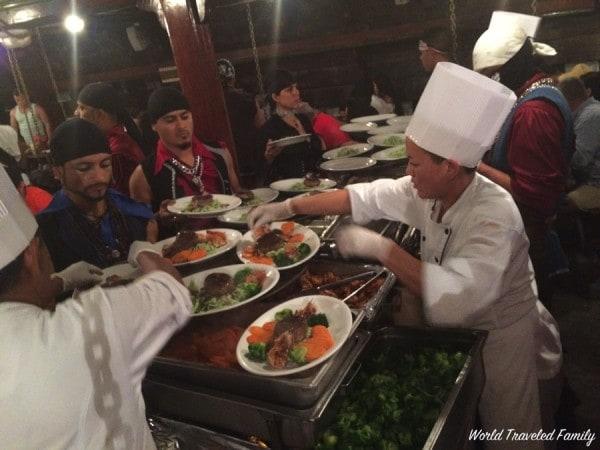 Pirate dinner cruise Puerto Vallarta - dinner time