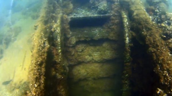 Underwater ROV Looking at Stairs USS Arizona