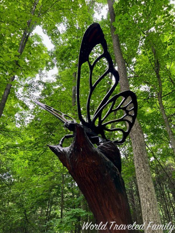 Visiting Crawford Lake Conservation Area nature carvings