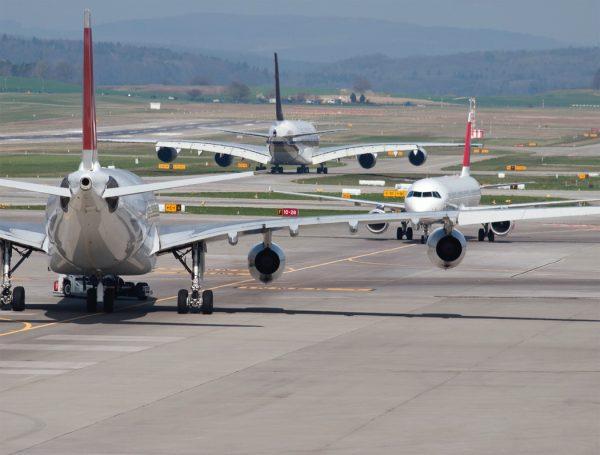 Airplanes getting ready to take off