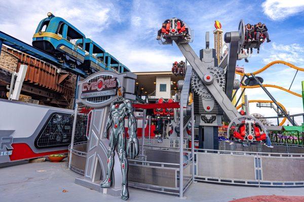 Six Flags Fiesta Texas METROPOLIS Transit Authority + CYBORG Cyber Revolution