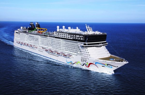 Norwegian Cruise Lines Epic cruise ship sailing in the ocean
