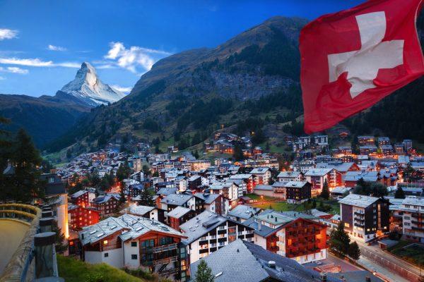 Zermatt village with view of Matterhorn in the Swiss Alps